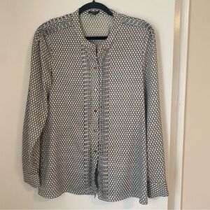 Ann Taylor Monochrome Houndstooth Blouse